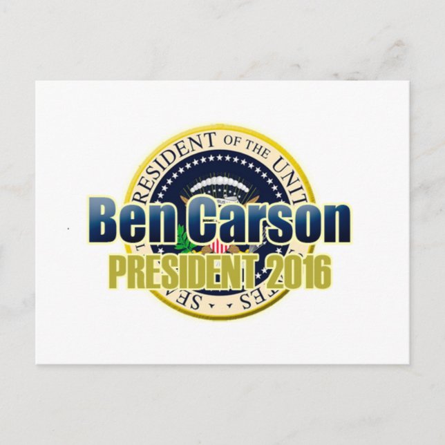 Postal Borrador Benjamin Carson para Presidente (Anverso)