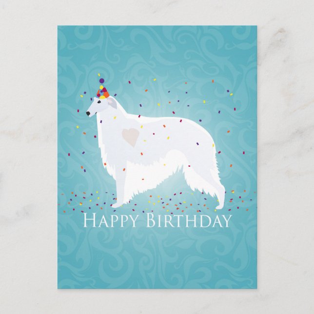 Postal Borzoi Happy Birthday Design (Anverso)