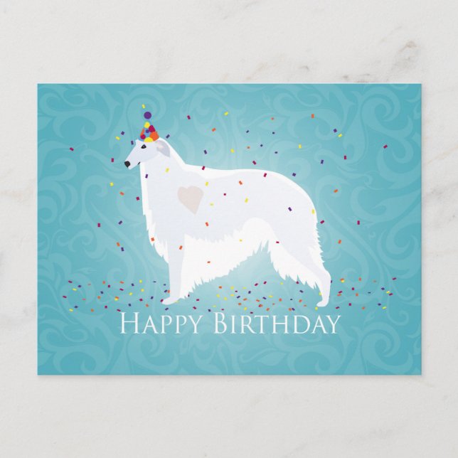 Postal Borzoi Happy Birthday Design (Anverso)