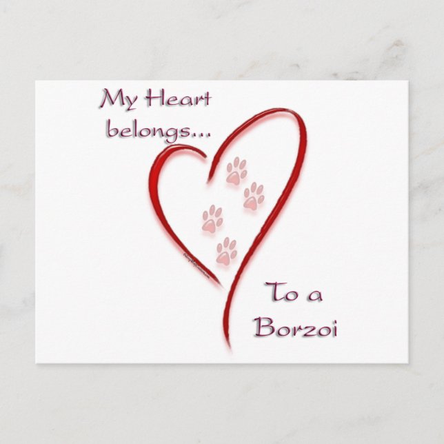 Postal Borzoi Heart Belongs (Anverso)