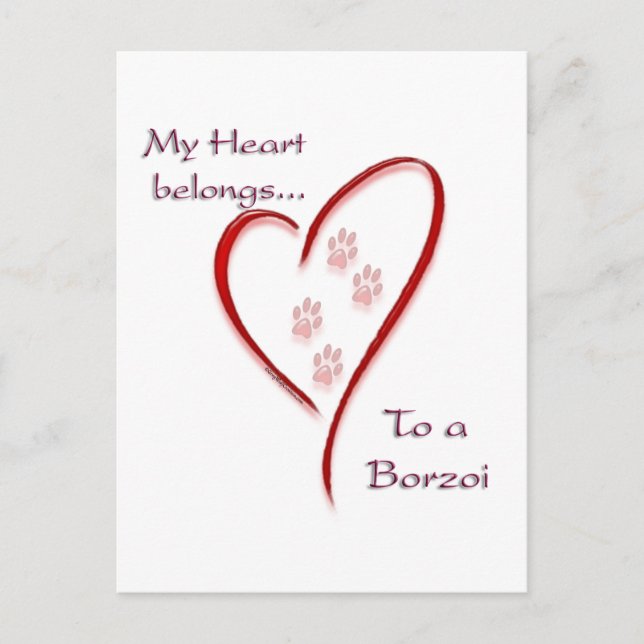 Postal Borzoi Heart Belongs (Anverso)