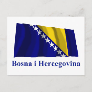 Postal Bosnia y Herzegovina enarbolando nombre de bandera