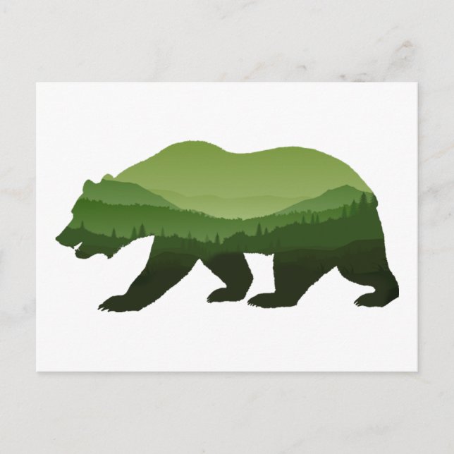 Postal Bosque Bear Green doble exposición (Anverso)