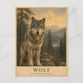 Postal Bosque Boreal de Lobo VINTAGE