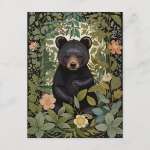 Postal Bosque Botánico Cute Baby Black Bear