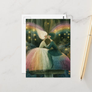 Postal Bosque Caprichoso Hongo Romance de Cuento de Hadas