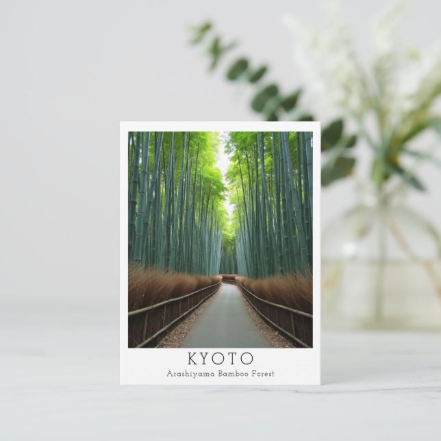 Postal Bosque de Bambú Arashiyama Personalizado (Anverso de pie)