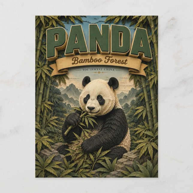 Postal Bosque de Bambú de Panda POPCUT (Anverso)