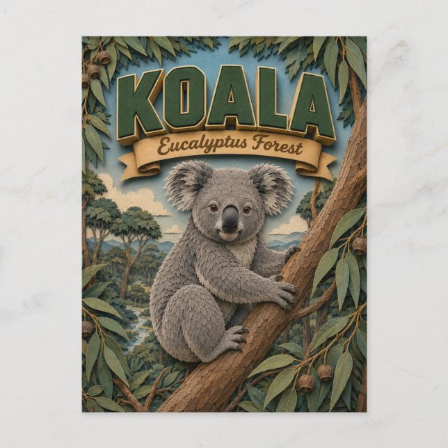 Postal Bosque de eucaliptos de koala POPCUT (Anverso)