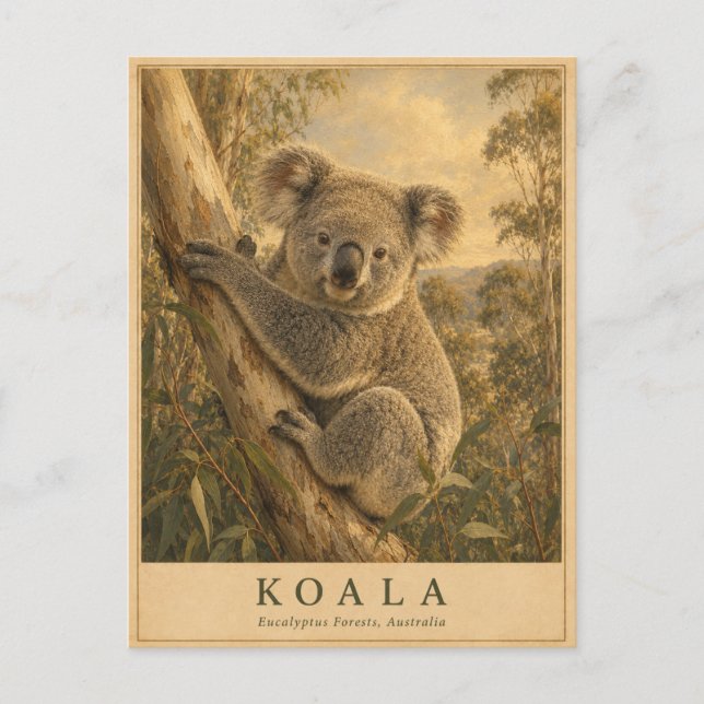 Postal Bosque de Eucaliptos de Koala VINTAGE (Anverso)