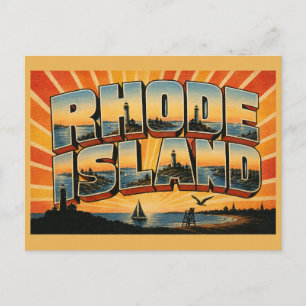 Postal Bosque de faros de la bahía de Rhode Island Arte