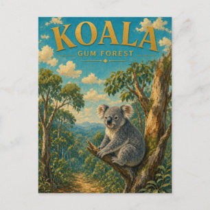 Postal Bosque de Goma de Koala Acuarela GeoSaga
