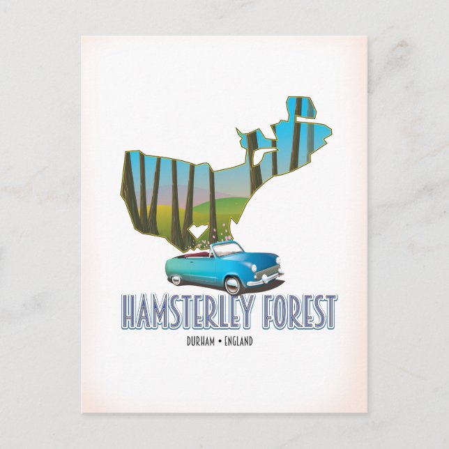 Postal Bosque de Hamsterley Durham Inglaterra mapa (Anverso)