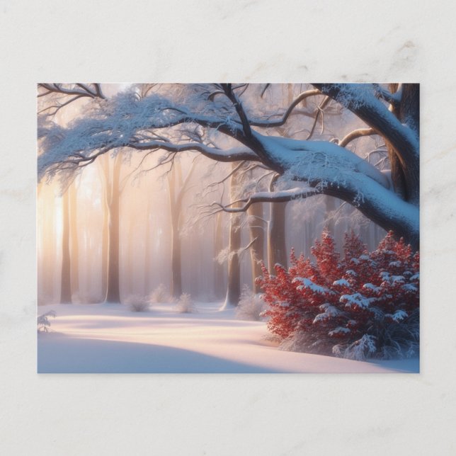 Postal Bosque de invierno cubierto de nieve (Anverso)