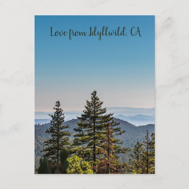 Postal Bosque de la naturaleza azul y verde (Anverso)