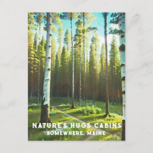 Postal *~* Bosque de Maine Abedul Siempreverdes AP49