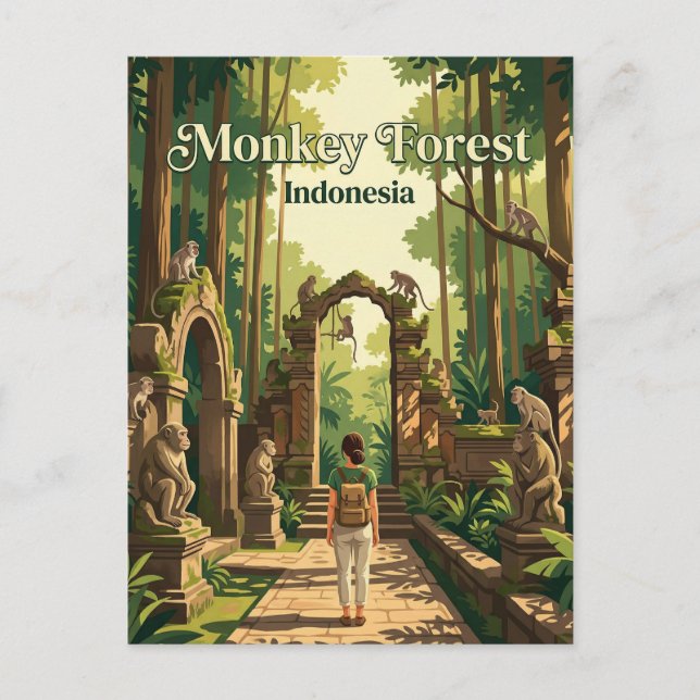 Postal Bosque de Monos de Ubud Indonesia (Anverso)