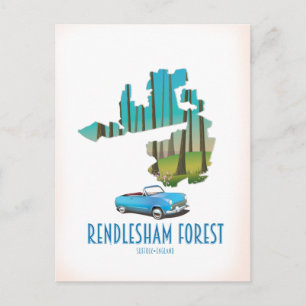 Postal Bosque de Rendlesham Suffolk Mapa antiguo
