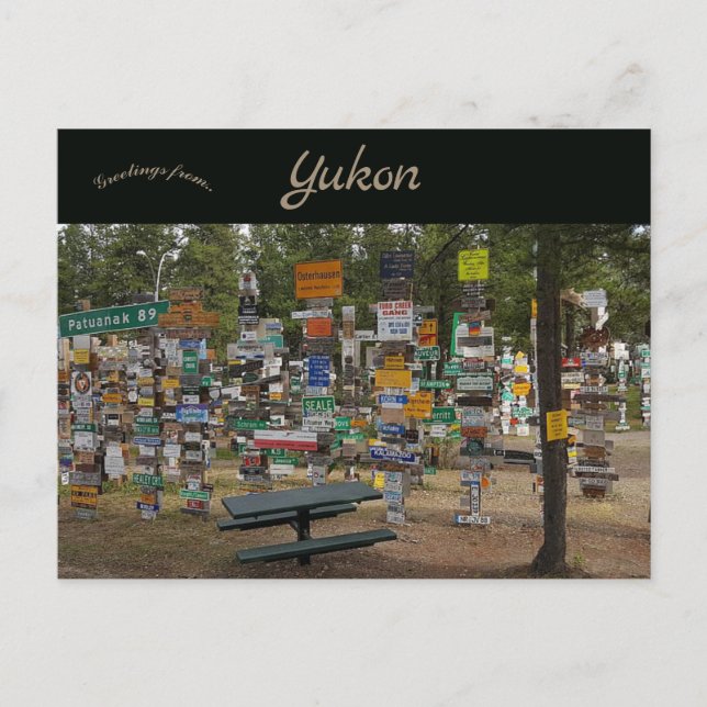 Postal Bosque de Señalizaciones Watson Lake Yukón Canadá (Anverso)