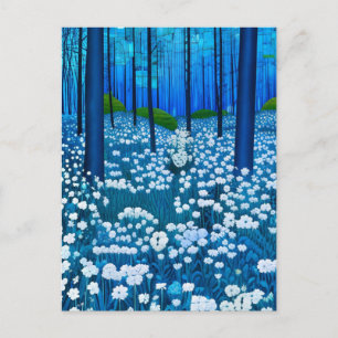 Postal Bosque Encantado de Flores Silvestres Blancas