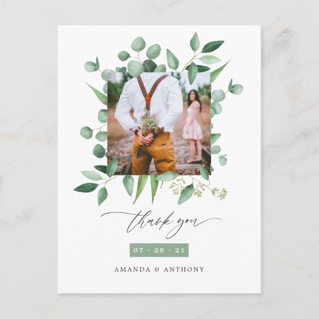 Postal Bosque forestal Eucalipto Boda Agradecimiento (Anverso)
