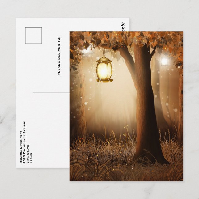 Postal Bosque Mágico con Luces de Hadas (Anverso / Reverso)