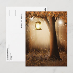 Postal Bosque mágico con luces de hadas