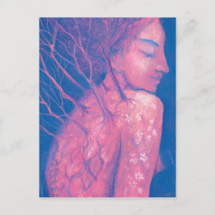 Postal Bosque mágico de la Chica de la fantasía del despe