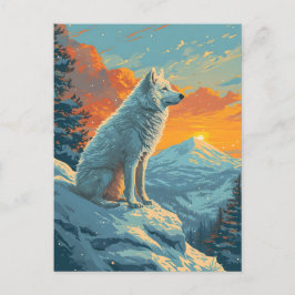 Postal Bosque montañoso de invierno con muestras durante