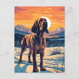 Postal Bosque montañoso de invierno sembrado de sangre al