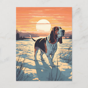 Postal Bosque montañoso de la montaña Basset Hound