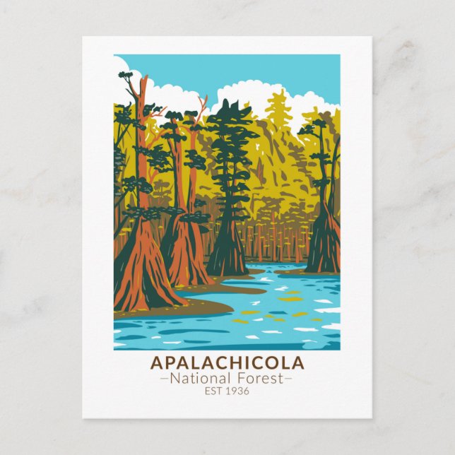 Postal Bosque Nacional Apalachicola árbol de ciprés calvo (Anverso)