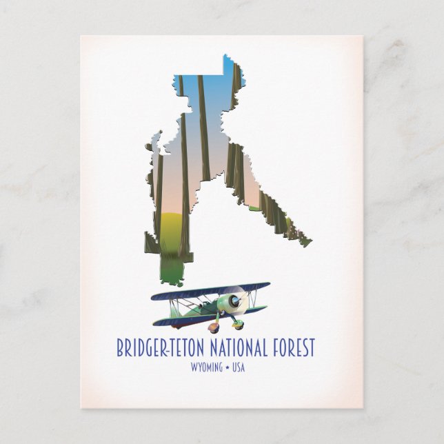 Postal Bosque nacional Bridger-teton, mapa de avivamiento (Anverso)