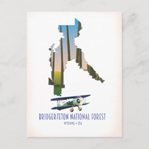 Postal Bosque nacional Bridger-Teton, mapa de Wyoming