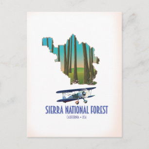 Postal Bosque nacional de Sierra California EE. UU. mapa