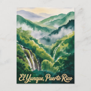 Postal Bosque Nacional El Yunque Puerto Rico Acuarela