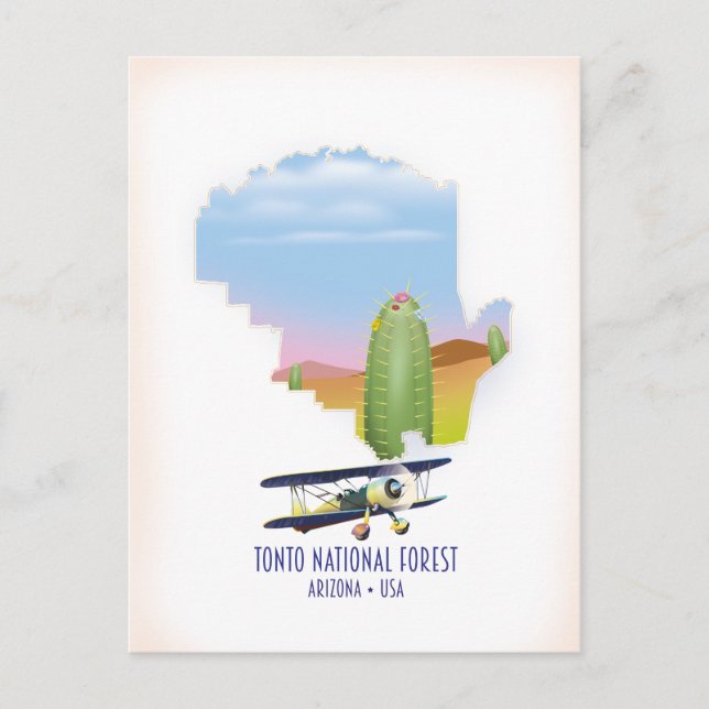 Postal Bosque nacional Tonto Arizona EE. UU. mapa (Anverso)