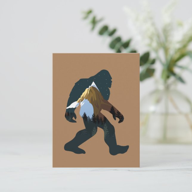 Postal Bosque Nocturno Bigfoot (Anverso de pie)
