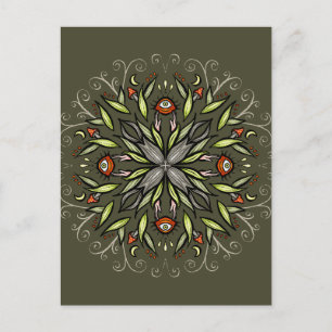 Postal Bosque Oscuro Verde Ojos de Hongo Goblincore Tripp