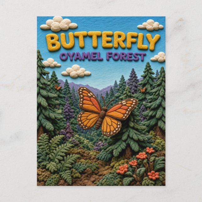 Postal Bosque Oyamel de Mariposa KlayKoo Moderno (Anverso)