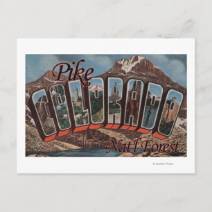 Postal Bosque Pike Nat'l, Colorado - Escena de letras gra