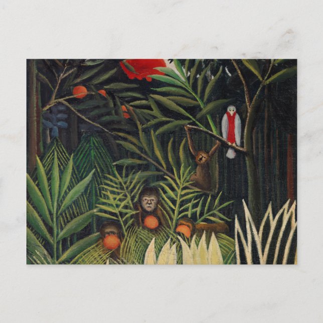 Postal Bosque tropical con monos por Henri Rousseau (Anverso)