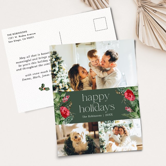 Postal Bosque Verde Moderno Botánico 3 Festividad fotográ (Subido por el creador)