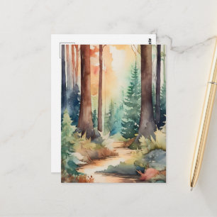 Postal Bosque Woodsy en Acuarela
