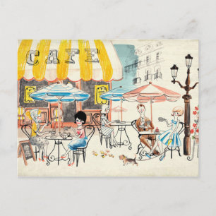Postal Bosquejo lindo de la escena de Francia Café