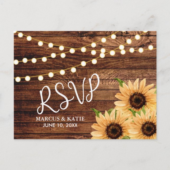 Postal Bosques rusos y girasoles boda RSVP (Anverso)