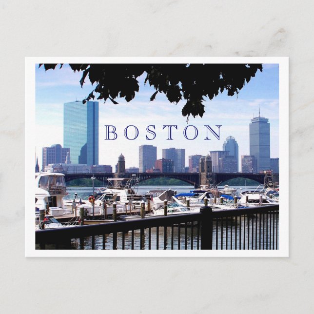 Postal Boston: Barcos, ramas y puentes (Anverso)