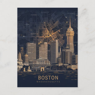 Postal Boston, Boston Massachusetts Horizonte de la ciuda