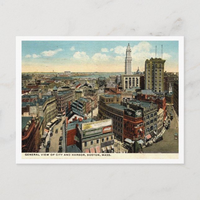 Postal Boston, General View Vintage 1918 (Anverso)