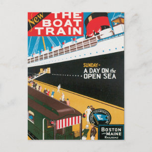 Postal Boston Maine Bot Train Estados Unidos Viajes de ép